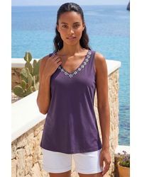 Roman - Embellished V-Neck Stretch Vest Top - Lyst