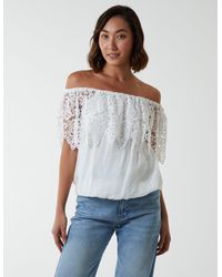 Blue Vanilla - Crochet Lace Puffball Top - Lyst
