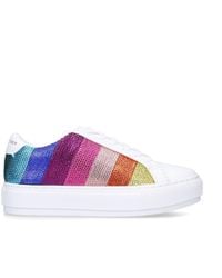 Kurt Geiger - Leather Laney Stripe Crystal Sneakers - Lyst