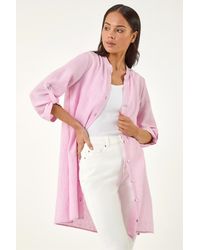 Roman - Petite Cotton Front Button Overshirt - Lyst