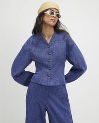 River Island - Jacket Cotton Cocoon Sleeve Seamed V-Neck - Lyst