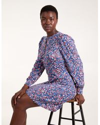 Blue Vanilla - Front Keyhole Long Sleeve Floral Dress - Lyst
