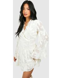 Boohoo - Petite Burnout Frill Mini Dress - Lyst