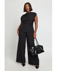Boohoo - Plus One Shoulder Longline Top & Straight Leg Trouser Co-Ord - Lyst