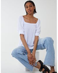 Blue Vanilla - Shirred Puff Sleeve Top - Lyst