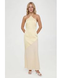 Boohoo - Satin Halterneck Chiffon Skirt Maxi Dress - Lyst