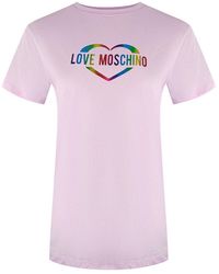 Moschino - Love Multi Colour Heart Logo T-Shirt Cotton - Lyst