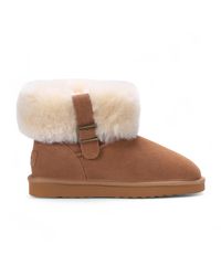Infinity Leather - Genuine Sheepskin Suede Ankle Bootie Winter Boots - Lyst