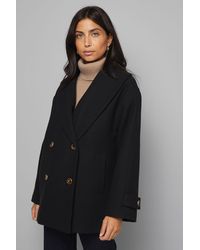 Wallis - Mid Length Shawl Collar Double Breasted Coat - Lyst