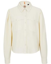 BOSS - Regular Fit Long Sleeve Blouse - Lyst
