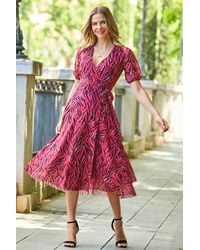 Sosandar - Animal Print Mesh Wrap Dress - Lyst