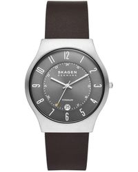 Skagen - Sundby Titanium Brown Watch Skw6909 Leather - Lyst