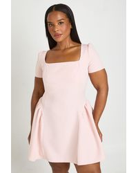 Boohoo - Plus Puff Sleeve Skater Dress - Lyst