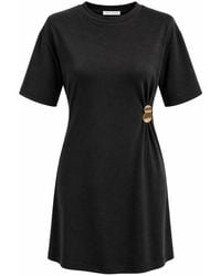 MixRay - Crew Neck Mini T-Shirt Dress With Stone Accessory - Lyst