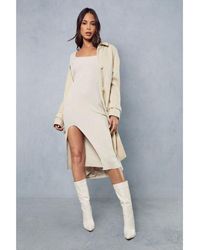 MissPap - Knitted Split Leg Midi Dress - Lyst