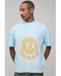BoohooMAN - Oversized Tie Dye Smiley Face Print T-Shirt - Lyst