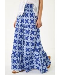 Roman - Tile Print Shirred Maxi Skirt - Lyst