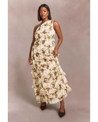 Boohoo - Plus Floral Chiffon Asymmetric Maxi Dress - Lyst