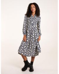 Blue Vanilla - Floral Shirred Midi Shirt Dress - Lyst