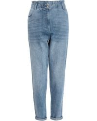 Quiz - Denim High Waisted Tapered Jeans Cotton - Lyst