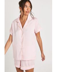 Boohoo - Satin Piping Detail Short Sleeve Shirt & Shorts Pyjama Set - Lyst
