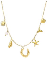 The Jewellery Stockroom - Plated Sea And Initial Life Statement Charm Necklace - Lyst