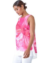 Roman - Floral Print Double Layer Vest Top - Lyst