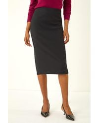 Roman - Textured Elastic Waist Pencil Midi Skirt - Lyst