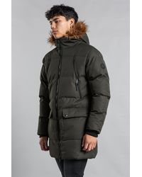 Tokyo Laundry - Padded Longline Coat With Faux Fur Hood - Lyst