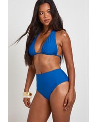 Boohoo - Tummy Control Halterneck Triangle Bikini Top & High Waisted Bottoms Set - Lyst