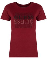 Guess - T-shirt Dreda Vrouw Rood - Lyst