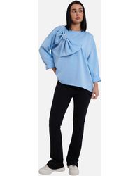 Gini London - Side Contrast Bow Oversized Jumper Top - Lyst