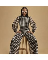 River Island - Crop Top Gingham Long Sleeve Cotton - Lyst