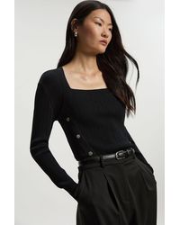 Karen Millen - Dome Button Detail Knitted Top - Lyst