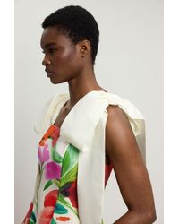Karen Millen - Viscose Linen Floral Print Woven Prom Dress - Lyst