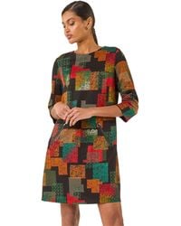 Roman - Geo Print Shift Stretch Dress - Lyst