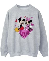 Disney - Ladies Love Hearts Mickey & Minnie Mouse Sweatshirt (Sport) - Lyst
