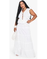 Boohoo - Plus Cotton Tiered Maxi Skirt - Lyst