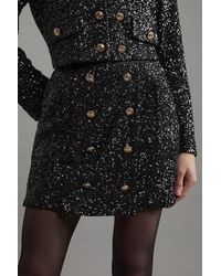 Karen Millen - Petite Sequin Tailored Wrap Over Mini Skirt - Lyst