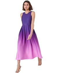 Roman - Ombre Pleated Luxe Stretch Midi Dress - Lyst
