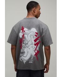 BoohooMAN - Oversized Dragon Print Spray Wash T-Shirt - Lyst