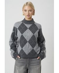 Brave Soul - Wool Blend Argyle Turtle Neck Jumper - Lyst