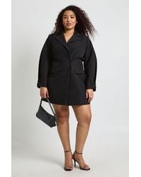 Boohoo - Plus Seam Detail Balloon Sleeve Mini Dress - Lyst