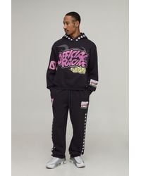 BoohooMAN - Oversized Boxy Fun Moto Graphic Puff Print Hooded Tracksuit - Lyst