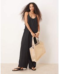ASOS - Double Cloth Plait Tie Detail Scoop Neck Jumpsuit - Lyst