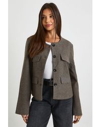 Boohoo - Premium Herringbone Pocket Detail Tailored Jacket - Lyst