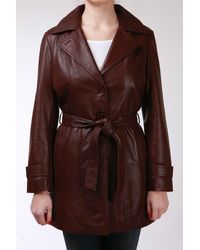 Infinity Leather - 3/4 Length Tie Belt Trench Coat-Oldbury - Lyst
