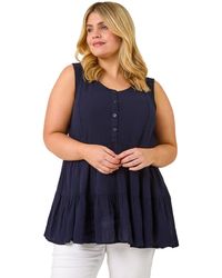 Roman - Curve Lace Woven Button Vest - Lyst