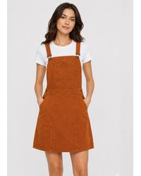 Gini London - Suede Dungaree Pinafore Dress - Lyst