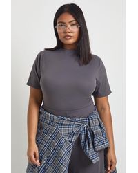 Boohoo - Plus Ultra Soft Grown On Neck Short Sleeve Bodysuit - Lyst